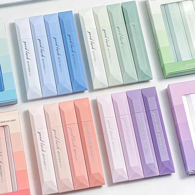 Sticky Note Dispenser - 4pcs Gradient Color Glue Tape, Pen