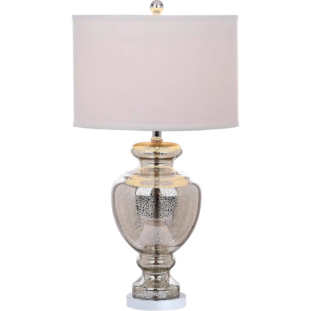 Home Office Lamp - Mercury Silver Crackle Glass 28-inch Table
