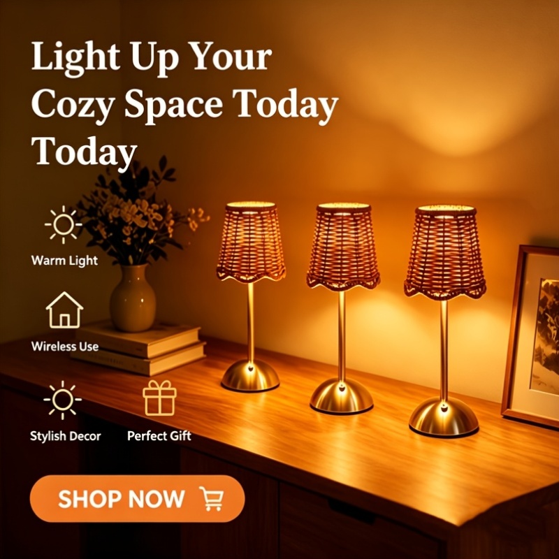 Bohemian Woven Rattan Art Tabl - огляд і ціна Home Office Lamp