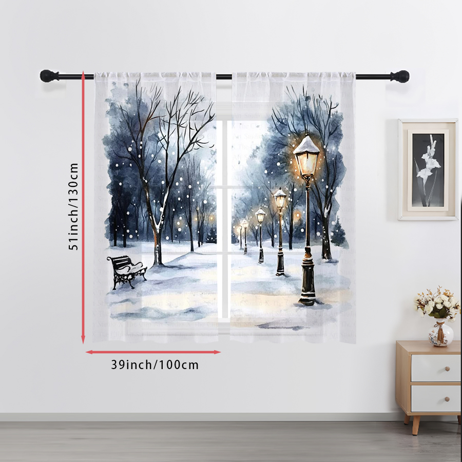 2PCS Sheer Curtains Winter Sno - огляд і ціна Home Office Lamp