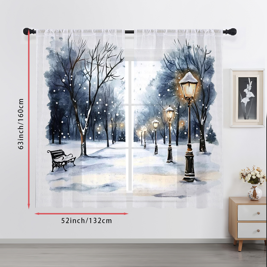 2PCS Sheer Curtains Winter Sno - огляд і ціна Home Office Lamp