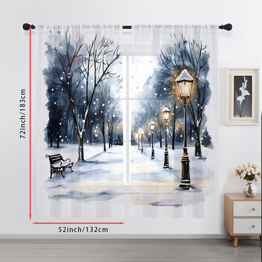 2PCS Sheer Curtains Winter Sno - огляд і ціна Home Office Lamp