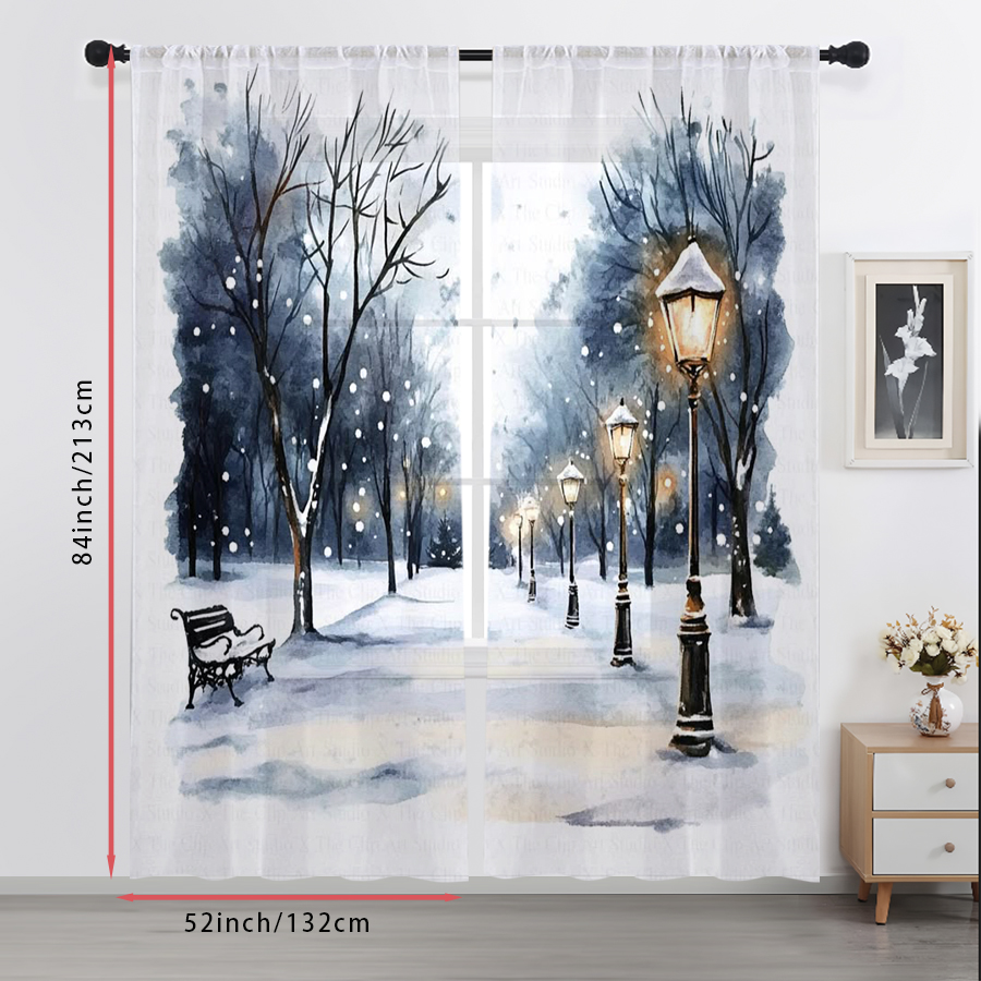 2PCS Sheer Curtains Winter Sno - огляд і ціна Home Office Lamp