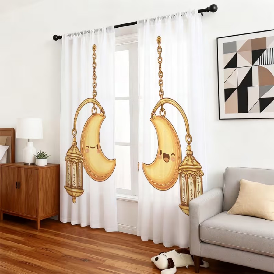 2PCS Digital Print Sheer Curta - огляд і ціна Home Office Lamp