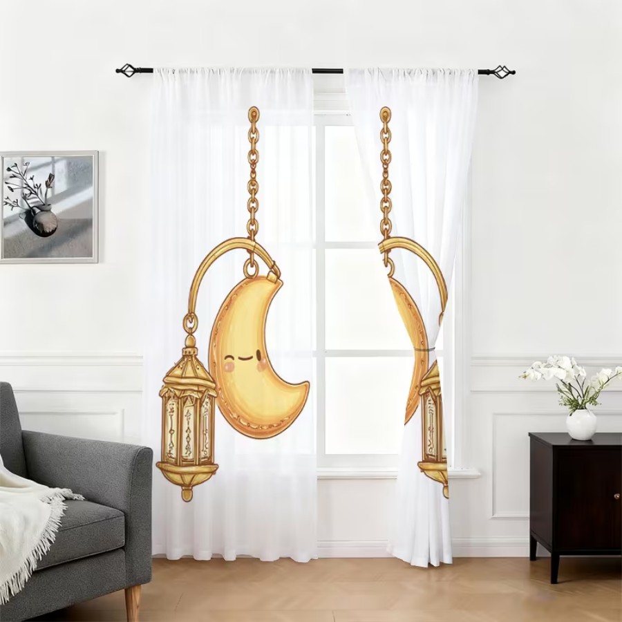 2PCS Digital Print Sheer Curta - огляд і ціна Home Office Lamp