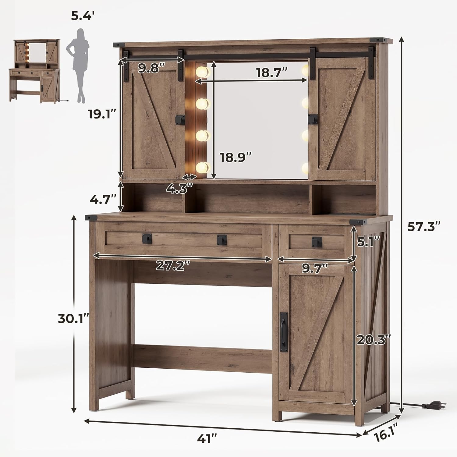 Farmhouse Bedroom Vanity Desk  - огляд і ціна Desk Charging Station