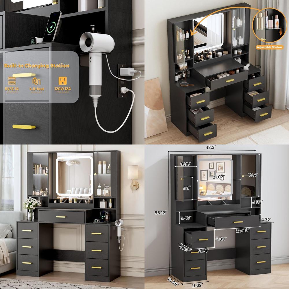 Makeup Vanity Desk with 7 Draw - огляд і ціна Desk Charging Station