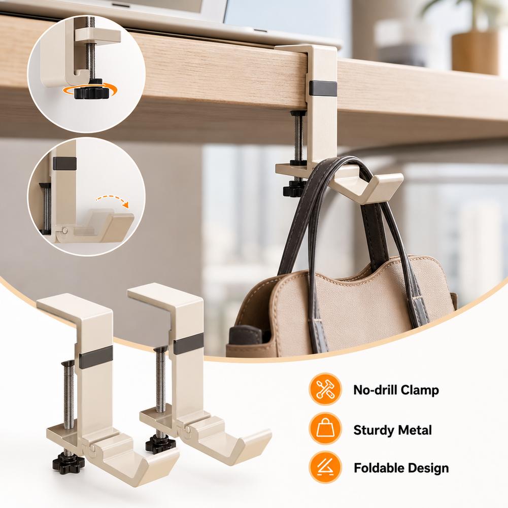No Drill Foldable Desk Hook  C - огляд і ціна Home Office Hidden Desk