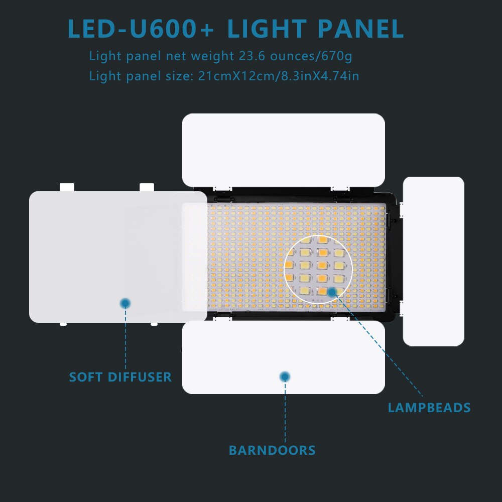 Nagnahz U800+ LED Video Light  - огляд і ціна Zoom Lighting Kit