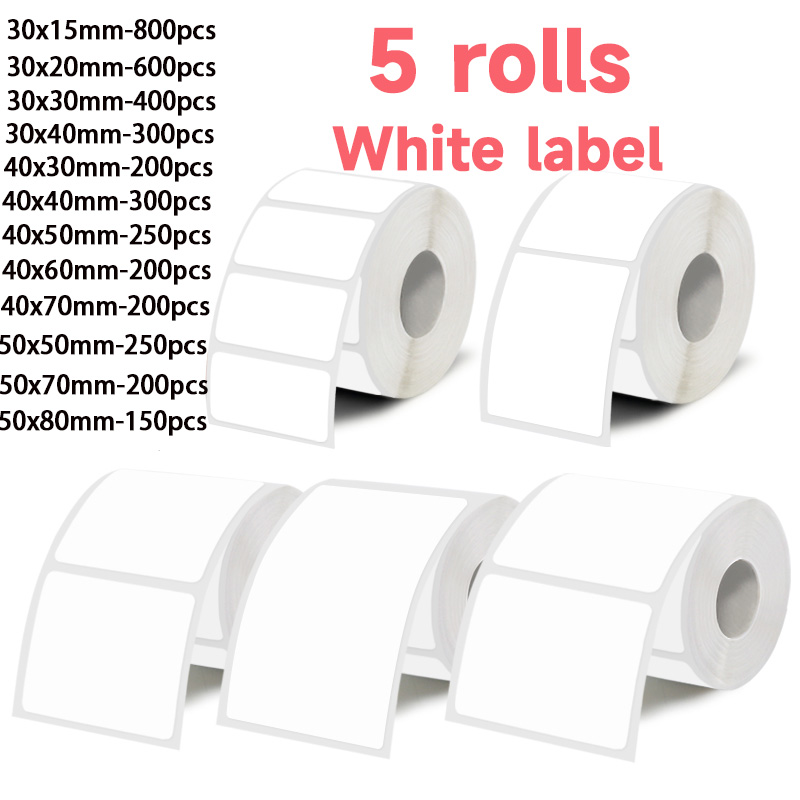 5 Rolls of White Label Sticker - огляд і ціна Label Maker Machine